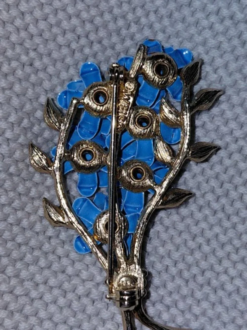 Vintage Brooch - WEISS Blue Enameled Floral